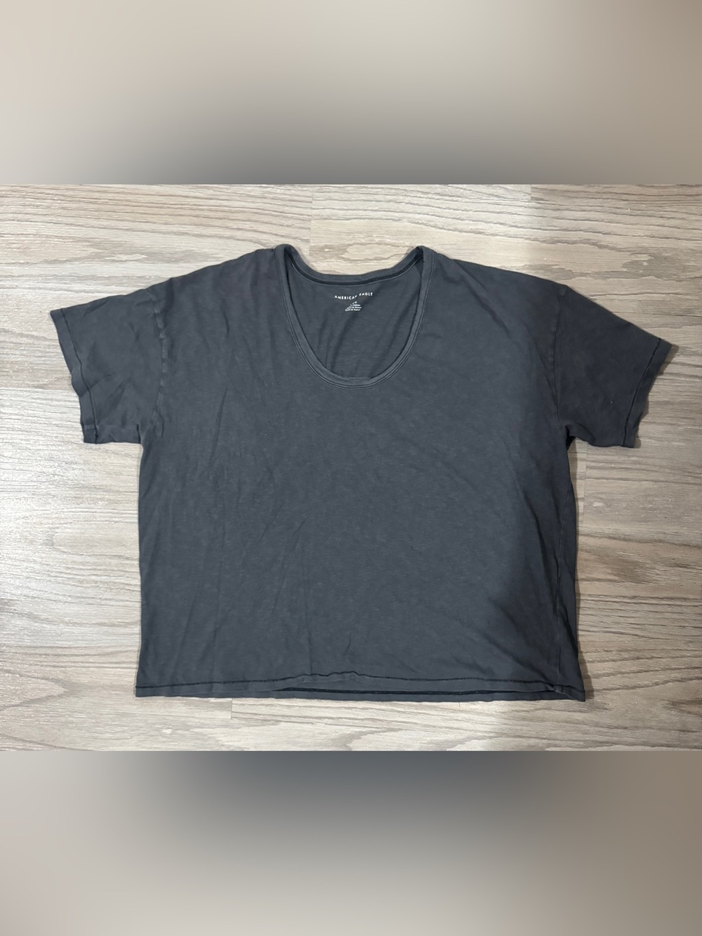 American Eagle Black Scoop Neck Tee Shirt Size L Minimalist Casual Basic